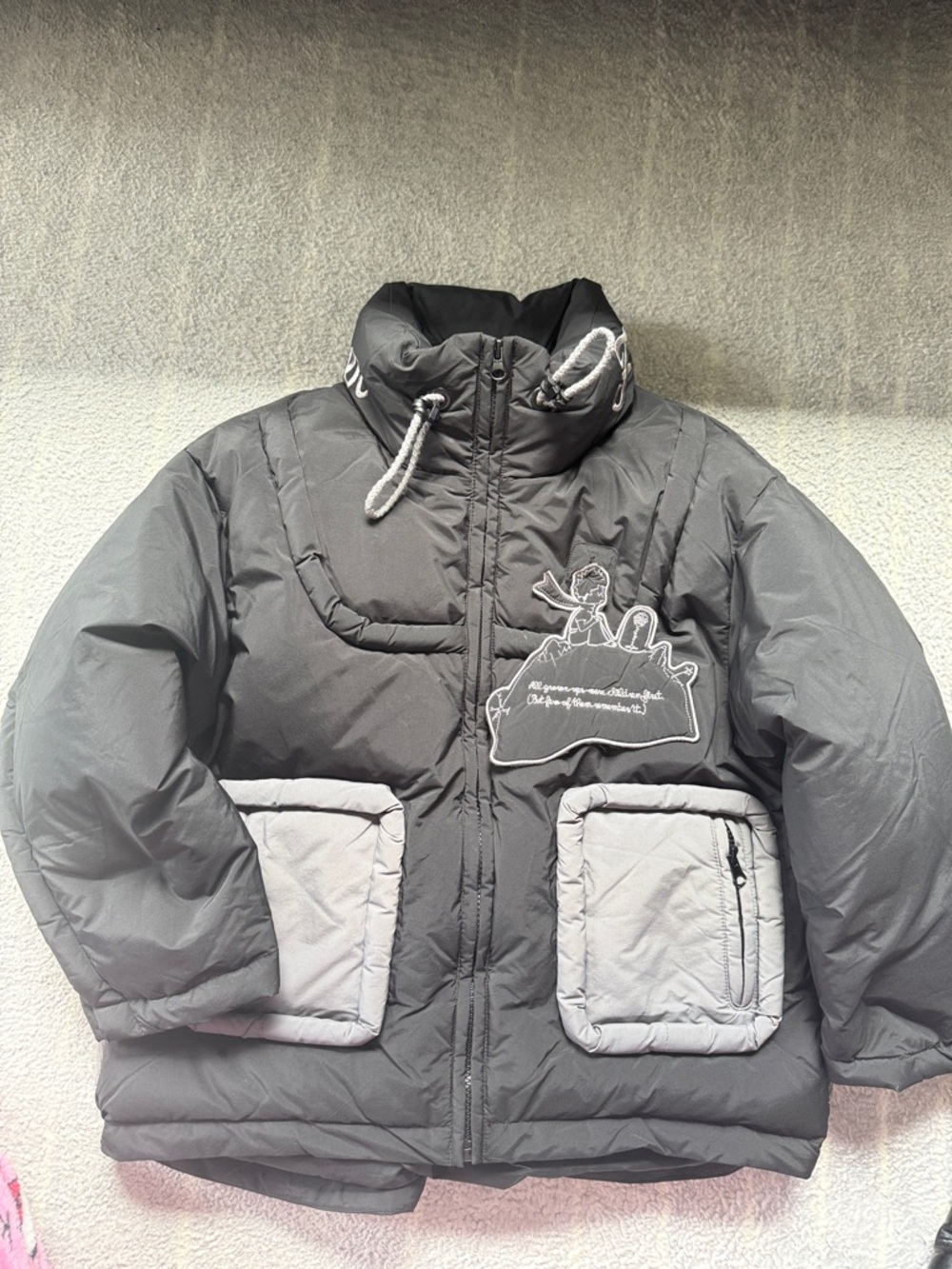 boys goose down Jacket - Black/Light Gray